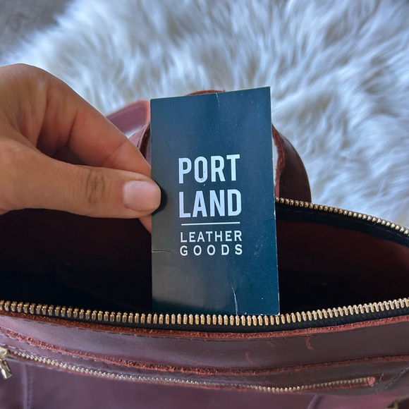 Portland Leather Tote Backpack Large Dark Brown Cherry genuine leather zip NEW - Picture 8 of 14